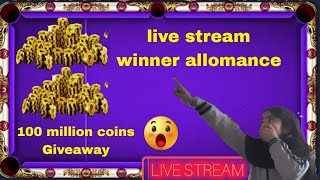 8 Ball Pool live stream 100 million coins makin gwinner account mein [upl. by Anikat102]