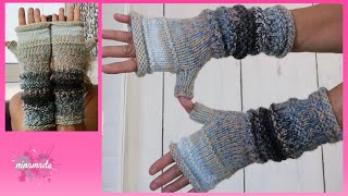 DIY Mitaines Longues Avec Deux Aiguilles Pas à Pas  Knit Long Mittens [upl. by Cristie]