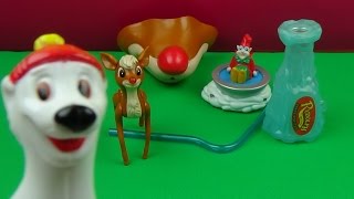 1998 WENDYS RUDOLPH THE RED NOSED REINDEER KIDS MEAL SET OF 5 MOVIE TOYS VIDEO REVIEW [upl. by Ocker]