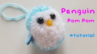 How To Make A Little Penguin Pompom 🐧 DIY Tutorial 🐧 Yarn Keychain [upl. by Eldreda]