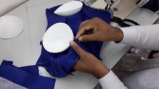 how to put bra cup in bodice  how to fix sponge bra cup easily  dress girl [upl. by Sirromed]