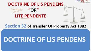 Doctrine of lis pendens Sec 52 TPA [upl. by Rainwater]