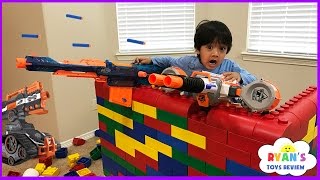 Nerf Gun War Kid vs Daddy Protect the Fort Family Fun Playtime with Ryan ToysReview [upl. by Enahpets]