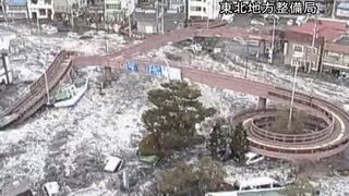 Surveillance camera footage of the 2011 tsunami in Japan [upl. by Nosduj]