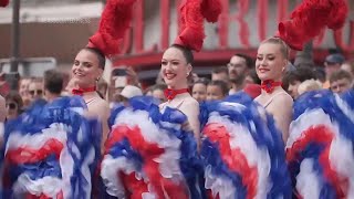 Moulin Rouge dancers perform for cyclists in the Olympics road race [upl. by Lesli]