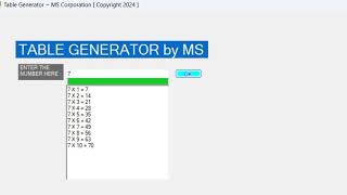 VS VBNET or C multiplicationTable project [upl. by Ettegirb]