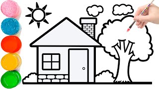 HOW TO DRAW A HOUSE EASY  Drawing House form Shapes [upl. by Drahcir]