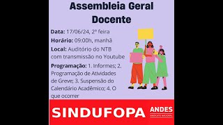 ASSEMBLEIA GERAL DOCENTE  17062024 [upl. by Legnaros]