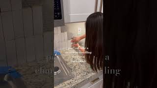 Installing our Zellige tile backsplash diybacksplash kitchenupdate backsplash [upl. by Millian]