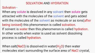 Solvation and hydration  best chemistry solution [upl. by Bucky]