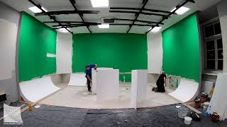 How to build a Cyclorama  Cyc Wall  Green box Ushape KUL  digital TV lab Lublin PL [upl. by Setiram979]