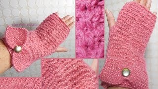 Tuto Tricot Mitaines point fantaisie Ailettes Torsade 2 mailles  Mitaines avec noeud point mousse [upl. by Derfiniw404]