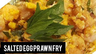 salted egg prawn fry Udang telur masin tasty food [upl. by Zelikow]