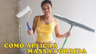 Como passar massa corrida fácil com Rodo e Rolo  How to skim coat a wall fast using paint roller [upl. by Fidellas]