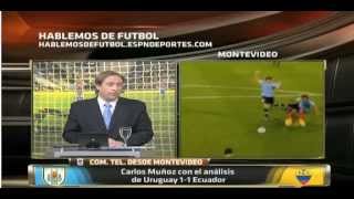 Uruguay 1  Ecuador 1 Eliminatorias Brasil 2014 Analisis de ESPN Penal clarisimo [upl. by Nidraj]