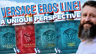 AN INTERESTING TAKE ON THE VERSACE EROS LINE  Eros Buying Guide EDT Vs EDP Vs Parfum Vs Flame [upl. by Ruosnam527]