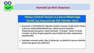 Türkiye Elektrik İletim AŞ Genel Müdürlüğü Taşra Teşkilatına 240 Tekniker Alım Duyurusu kamuilan [upl. by Noraha272]