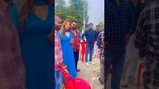 Khesari Lal और Akanksha Puri Sutting सेट पर viralvideo khesari trending khesarilalyadav shorts [upl. by Trelu]