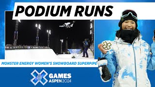 Monster Energy Women’s Snowboard SuperPipe Top 3 Runs  X Games Aspen 2024 [upl. by Ecinaj]