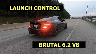 W204 C63 AMG LAUNCH CONTROL FLY BY REVS AMG BRUTAL 62 V8 [upl. by Nord]