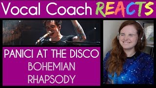 Vocal Coach reacts to Panic At the Disco Brendon Urie singing Bohemian Rhapsody [upl. by Yarahs]