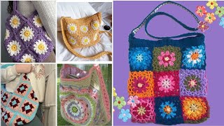 Diseños de bolsosbolsosbolsos de hombro con patrón de flores multicolores de ganchillo 🌺 [upl. by Ecyrb806]