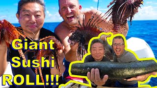 Giant quotGoldenquot Sushi Roll Catch Clean Cook Ft Chef Hiroyuki Terada [upl. by Nednal]