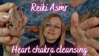 Cleansing negative energy from your heart chakra Reiki asmr Rhodonite crystal healing [upl. by Nayb]