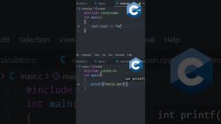 C vs C Hello World coding programming c c visualstudiocode visualstudio csharp [upl. by Llirrem]