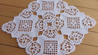 CC How to crochet round tablecloth with big flowers Part 1 [upl. by Imot]