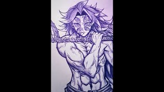 Drawing Kokushibu from Demon Slayer Real Time pcartchannel [upl. by Hairaza696]