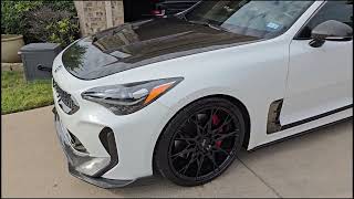 Kia Stinger lowering spring install final [upl. by Anelet]