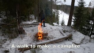 A walk on snow to make a campfire [upl. by Sekoorb677]