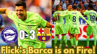 Deportivo Alaves vs FC Barcelona 03 Review  Lewandowski Hattrick against Deportivo Alaves 🔥 [upl. by Esinek314]