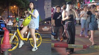 On the streets at night there are always young girls who make my heart beat深夜的长沙街头，总有让我心动的年轻女孩 街拍 [upl. by Llenram]