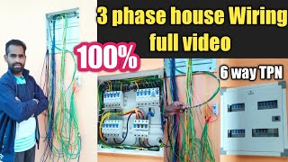 3 phase house wiring Mcb Connection  6 way TPN distribution  3 phase MCB Wiring full video Hindi [upl. by Engamrahc]