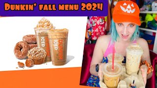 Trying the fall Dunkin’ menu 2024 Donuts and pumpkin coffee [upl. by Anrim]