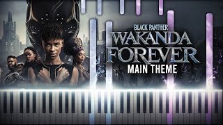 Black Panther 2 Wakanda Forever MAIN THEME Synthesia Piano TutorialSHEETS [upl. by Suoivatnom839]