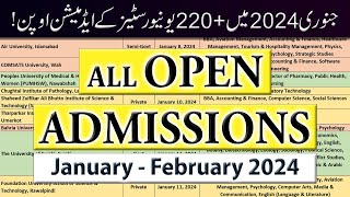 All Open Admissions in January 2024  220 GovtPrivate Universities Admissions Open [upl. by Suivatna]