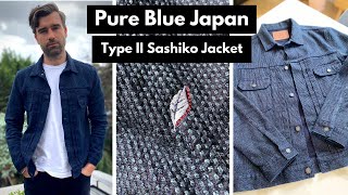 Pure Blue Japan  Type II Sashiko Jacket in Double Indigo [upl. by Okorih]