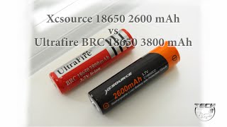 XCSOURCE 2600 mAh vs Ultrafire 3800 mAh  18650 Lithiumion battery test review [upl. by Ecilef303]