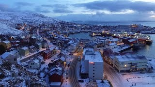 HONNINGSVÅG  The northernmost town in Europe Aerial film [upl. by Upali568]