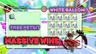 Trading Montage 24  🔥MASSIVE WIN TRADES 🔥WHITE BALLOON CATS🤯  Pet Simulator 99  Roblox [upl. by Ahtnahc862]