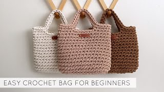 EASY CROCHET BAG FOR BEGINNERS  SIMPLE CROCHET PURSE [upl. by Enoch]