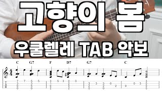 우쿨렐레 커버 고향의 봄  핑거스타일  타브 악보  TAB [upl. by Neelyak827]