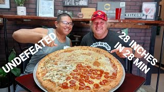 UNDEFEATED PIZZA CHALLENGE  28 Inches in 28 Minutes [upl. by Notnats371]