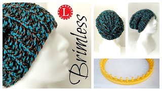 LOOM KNIT Hat for Beginners  Brimless Bottom Up Slouchy Round Loom  Loomahat [upl. by Sansbury257]