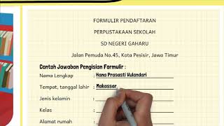 Formulir Pendaftaran Perpustakaan Sekolah SD Negeri Gaharu [upl. by Laurentium76]