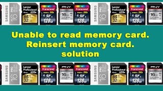 Unable to read memory card Reinsert memory card Solution  memory card solution [upl. by Mcclelland]