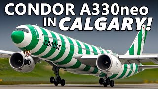 CONDOR RETURNS TO CALGARY Airbus A330neos at Calgary Airport [upl. by Ahsenauj374]